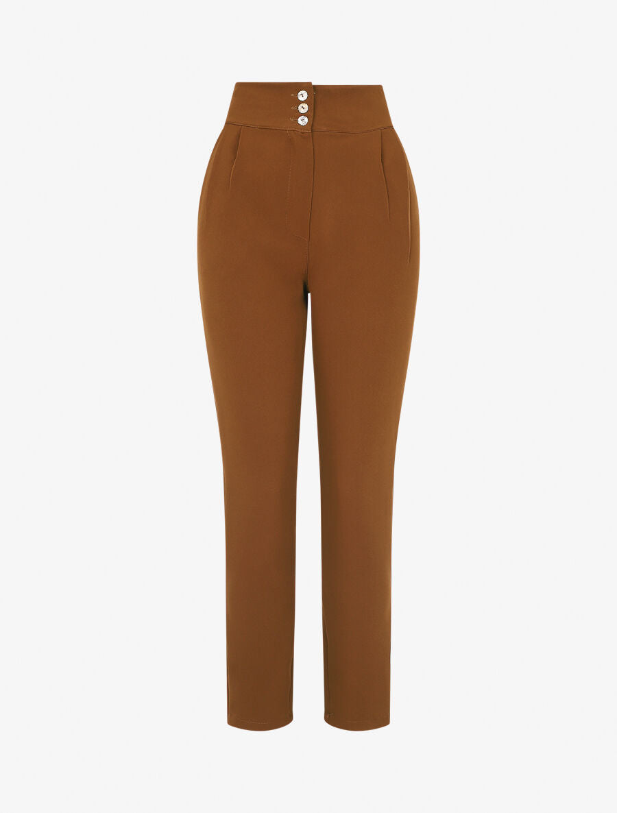 Pantalon classique coupe droite - Marron - 4