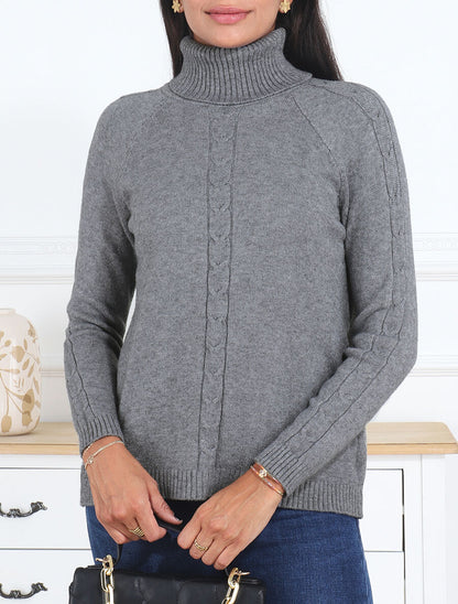 Pull droit à col roulé - Gris - 3