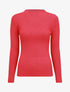 Pull uni côtelé à col montant - Rouge framboise - 1