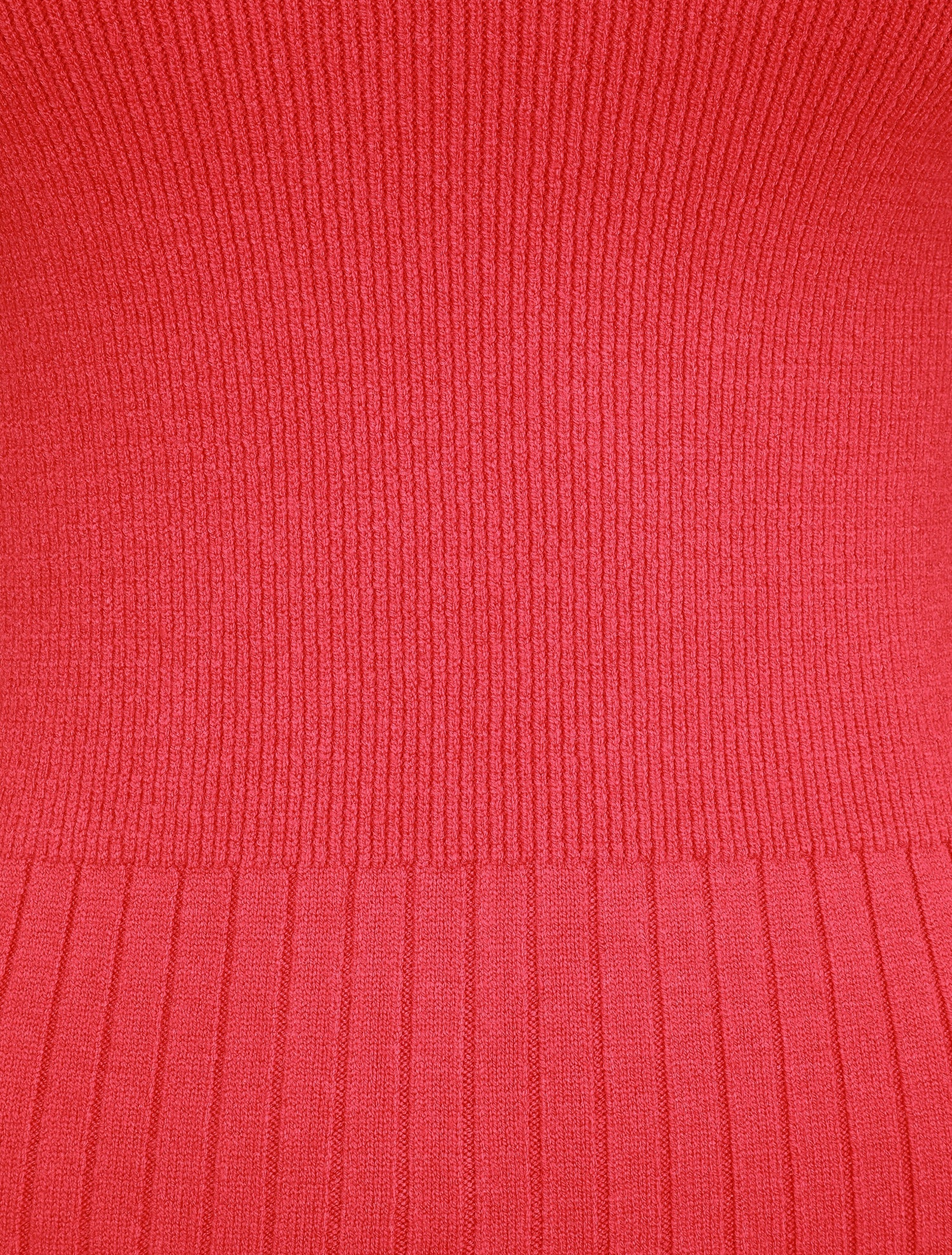 Pull uni côtelé à col montant - Rouge framboise - 3