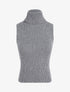 Pull ajusté sans manches à col roulé - Gris - 1