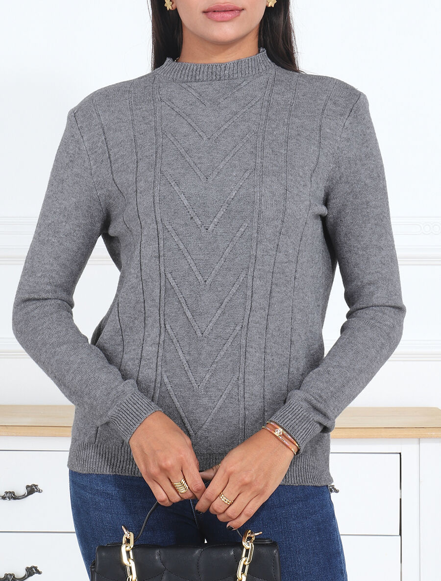 Pull doux à col montant - Gris - 4