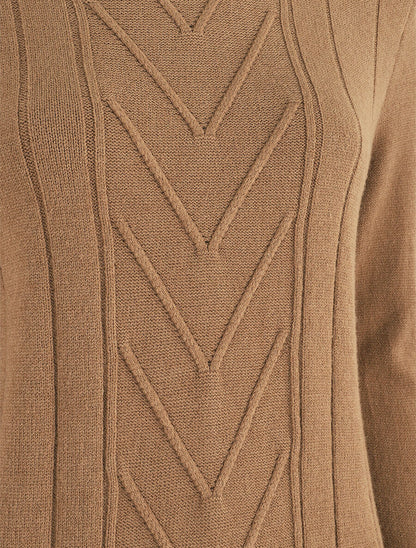 Pull doux à col montant - Camel - 3