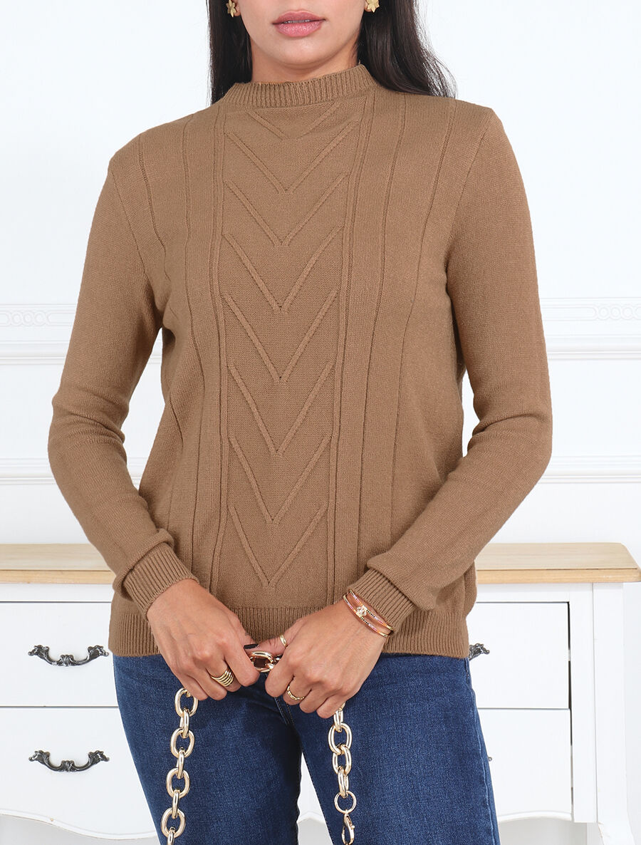 Pull doux à col montant - Camel - 4