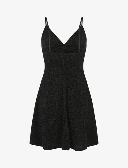 Robe patineuse pailletée à bretelles - Noir - 2