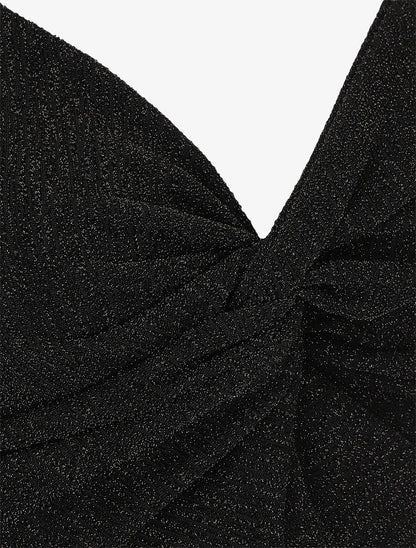 Robe patineuse pailletée à bretelles - Noir - 3