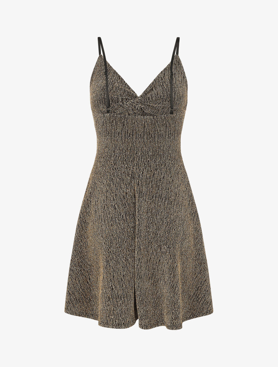 Robe patineuse pailletée à bretelles - Or - 2