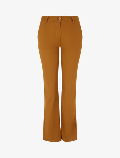 Pantalon droit classique à taille haute - Camel - 1