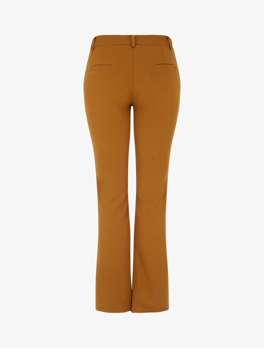 Pantalon droit classique à taille haute - Camel - 2