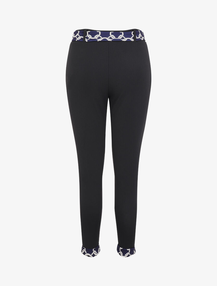 Pantalon à bords à revers imprimé maillons - Marine - 2