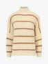 Pull duveteux rayé et col montant - Beige - 1