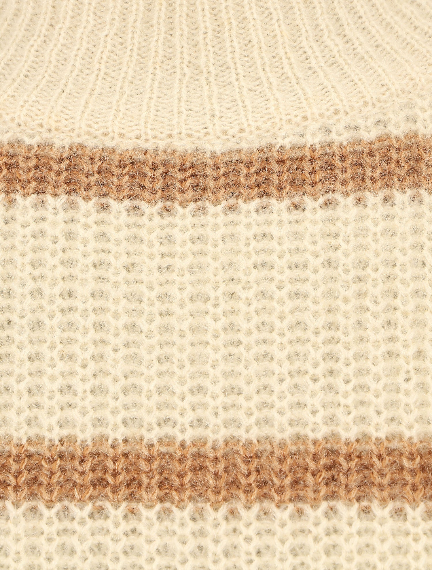 Pull duveteux rayé et col montant - Beige - 3
