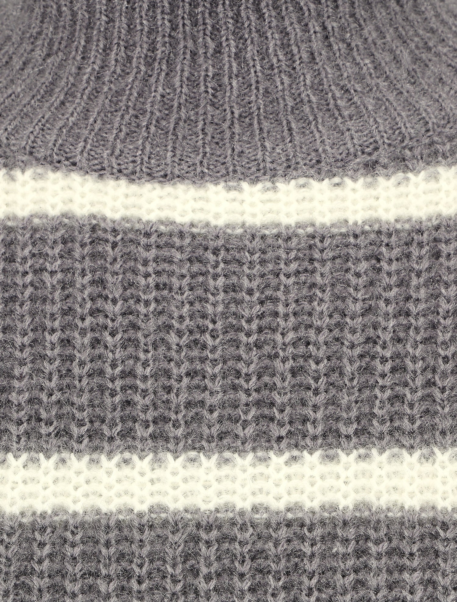 Pull duveteux rayé et col montant - Gris foncé - 3