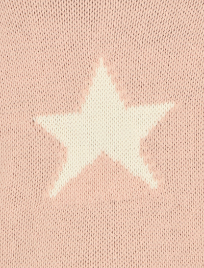 Pull col roulé à motif étoiles - Rose - 3