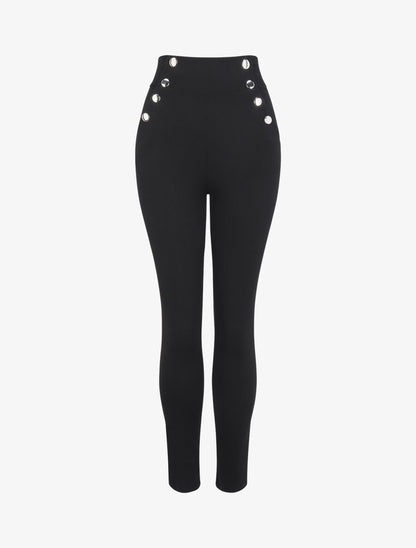 Pantalon à pont coupe slim - Noir - 1