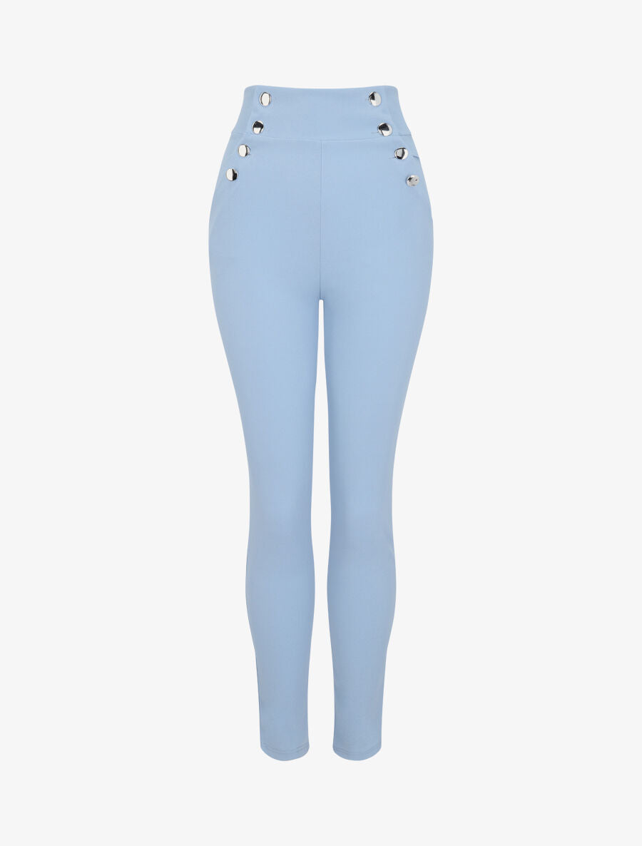 Pantalon à pont coupe slim - Bleu ciel - 4