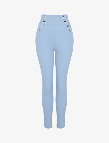 Pantalon à pont coupe slim - Bleu ciel - 4