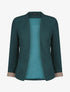 Blazer uni à revers imprimé alphabet - Bleu canard - 1