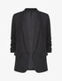 Blazer droit uni manches 3/4 froncées - Noir - 1