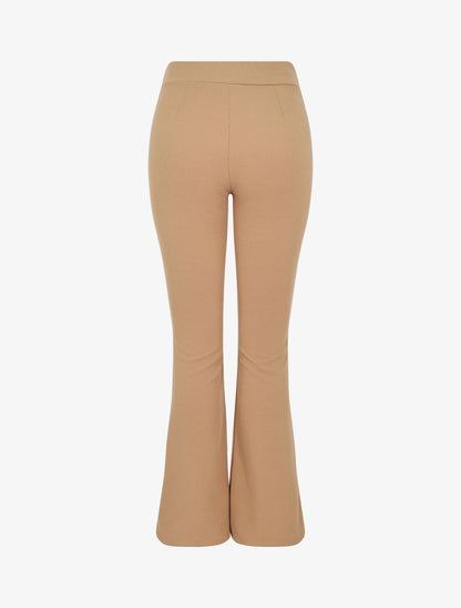 Pantalon flare extra long à boucle métallique - Camel - 2
