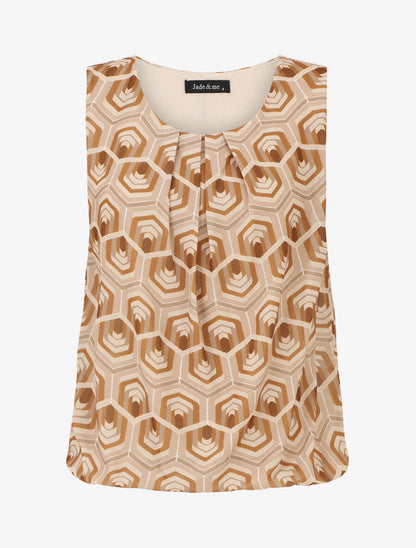 Top sans manches imprimé graphique - Camel/beige - 1