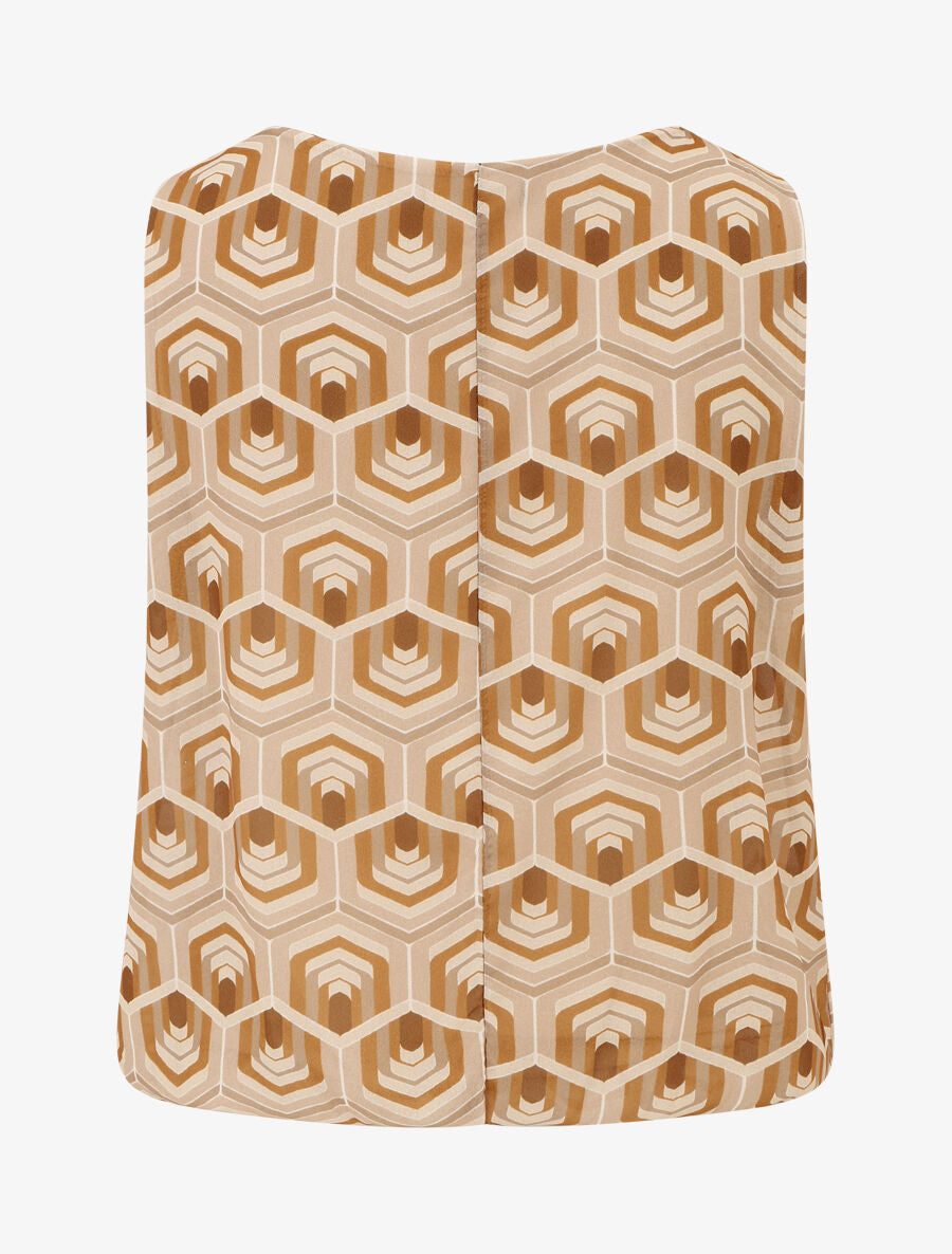 Top sans manches imprimé graphique - Camel/beige - 2
