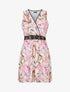Robe courte tropical sans manches col cache-coeur - Écru - 1
