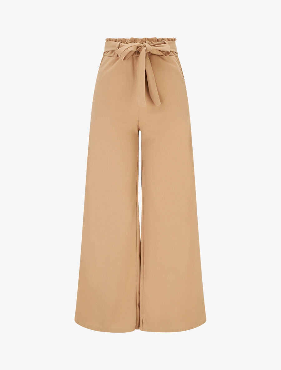 Pantalon uni ample fluide - Camel - 1