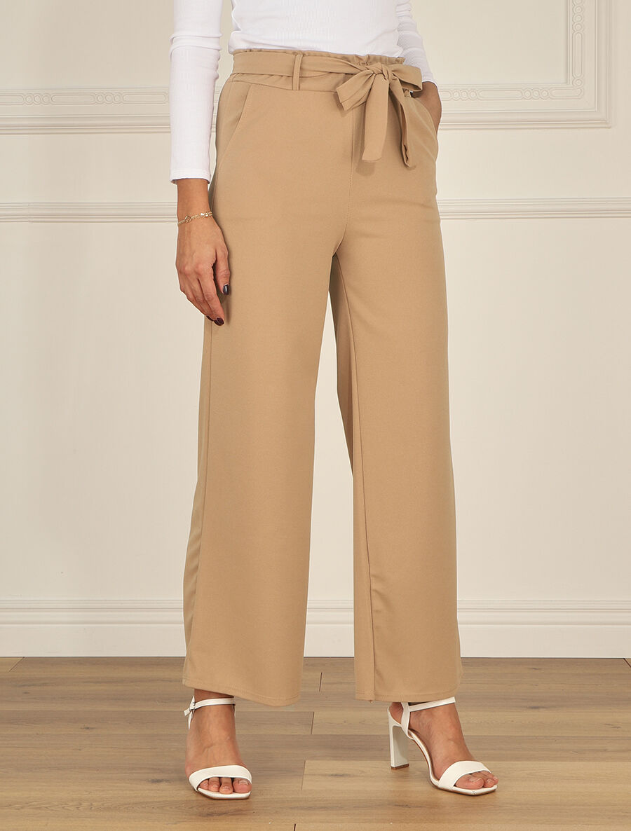 Pantalon uni ample fluide - Camel - 4