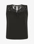 Top sans manches col en dentelle - Noir - 1