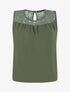 Top sans manches col en dentelle - Kaki - 1