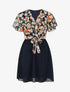 Robe courte imprimé floral col cache-coeur - Marine - 4