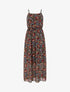 Robe longue fleurie à fines bretelles - Noir - 1
