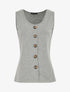 Top uni sans manches et boutons décoratifs - Gris - 1
