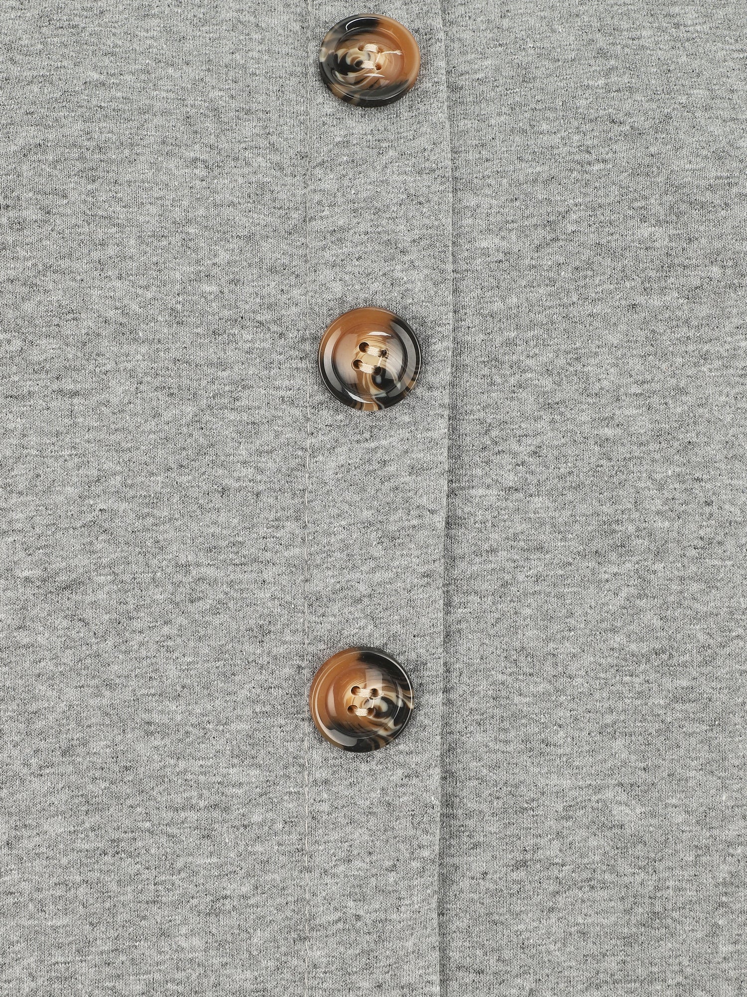 Top uni sans manches et boutons décoratifs - Gris - 3