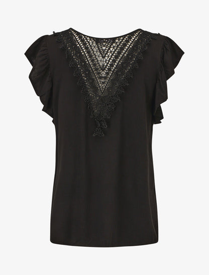 Top sans manches uni dos en crochet - Noir - 2