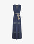 Robe longue unie à col cache-coeur - Marine - 5