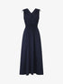 Robe longue coupe empire à taille élastiquée - Marine - 1