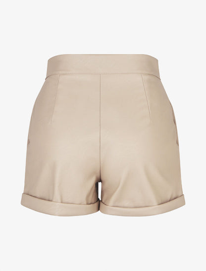 Short en simili à revers - Beige - 2