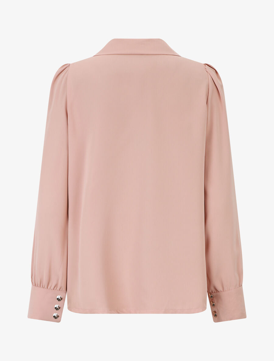 Blouse unie à manches longues - Rose - 2