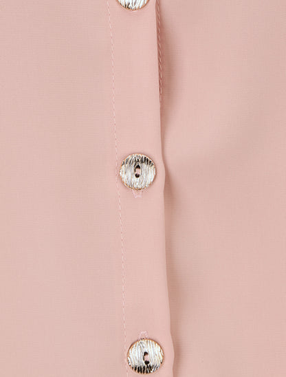Blouse unie à manches longues - Rose - 3