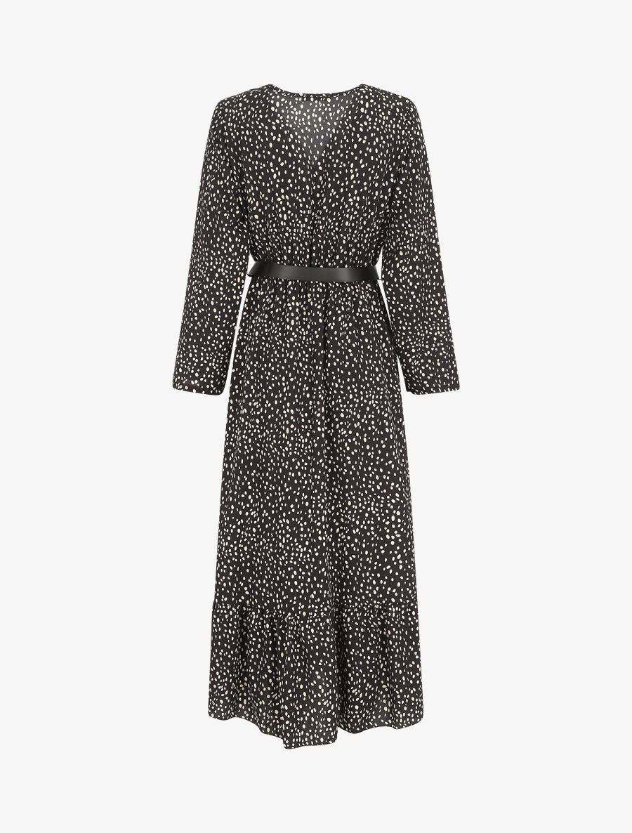 Robe longue à imprimé moucheté - Noir - 2