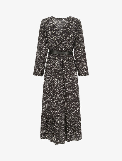 Robe longue à imprimé moucheté - Noir - 2