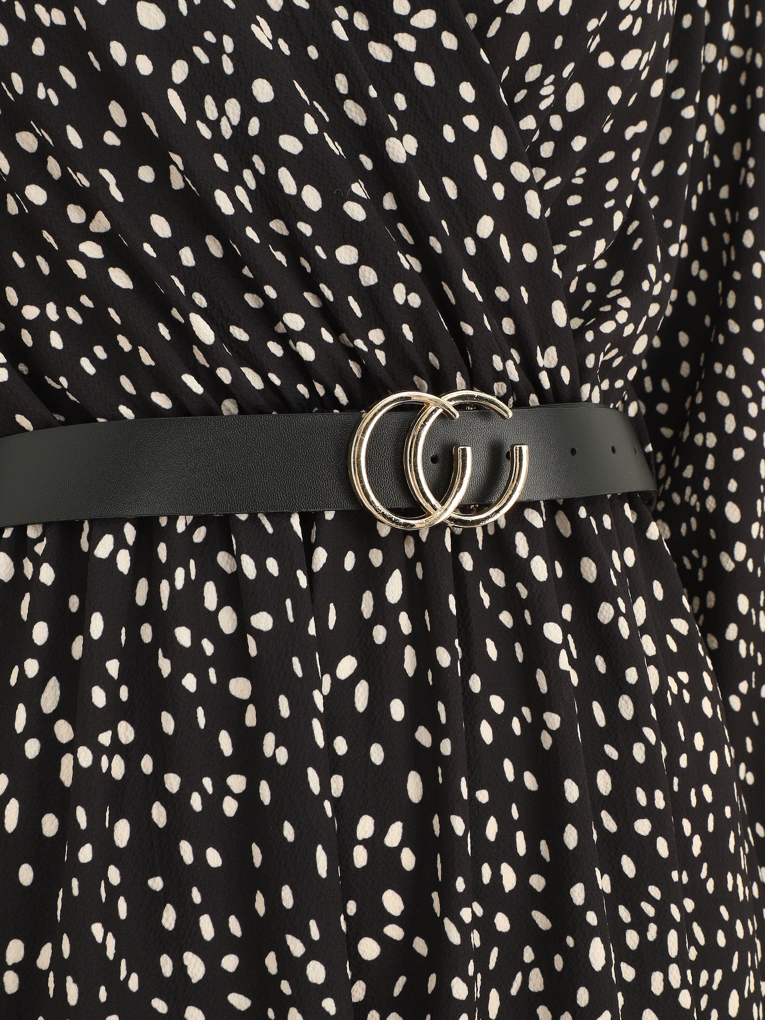 Robe longue à imprimé moucheté - Noir - 3