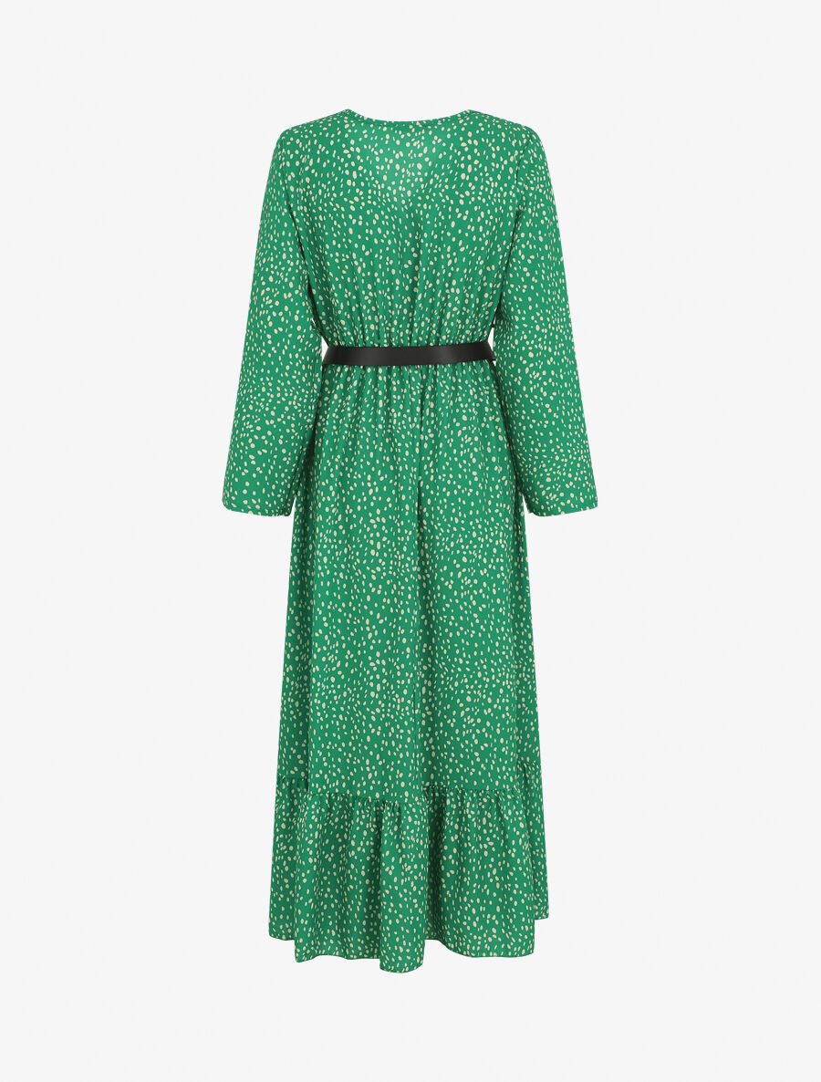 Robe longue à imprimé moucheté - Vert - 2
