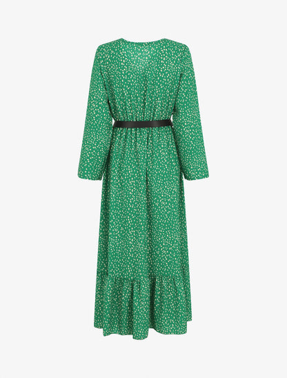 Robe longue à imprimé moucheté - Vert - 2