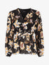 Blouse cache-coeur à imprimé fleuri - Noir - 1
