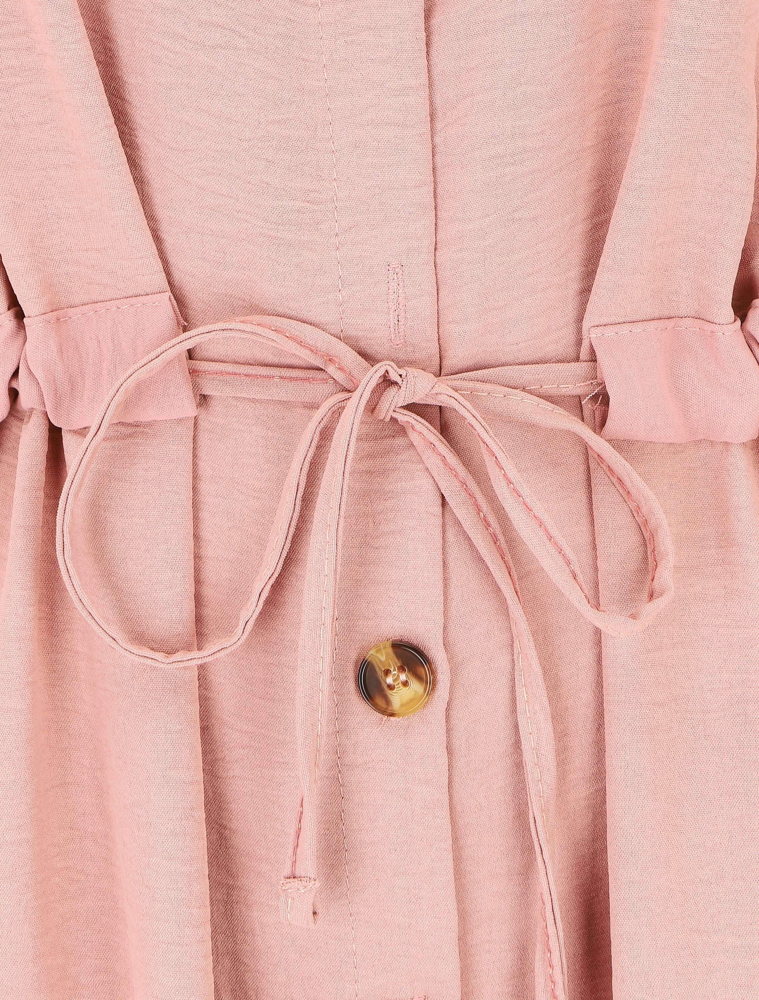 Robe longue fluide boutonnée - Vieux rose - 3