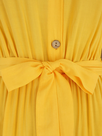 Robe longue unie style chemise - Jaune - 3