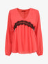 Blouse en voile et dentelle - Rose saumon - 5